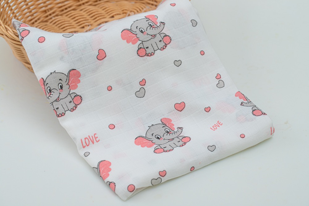 Muslin Cotton Swaddles - 100% Pure Cotton, 100x100 Centimeter, White Printed Design | Exceptionally Soft, Lightweight, Quick Dry, Washable