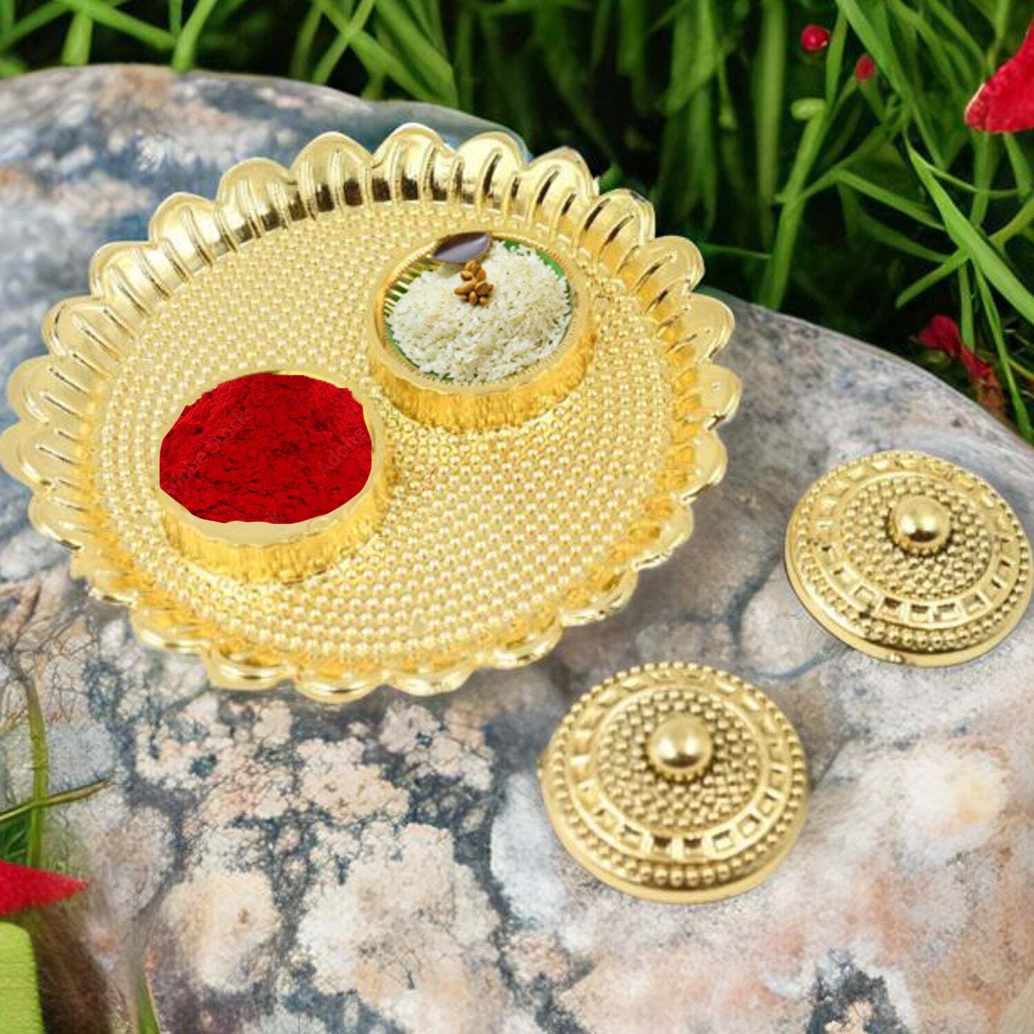Round Shape Special Puja Thali, Kumkum Thali Holders