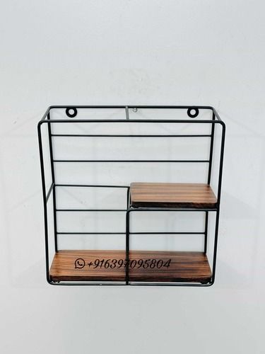 Capacity Modern Black Iron Accent Wall Rack with Three Shelves and 50 lbs