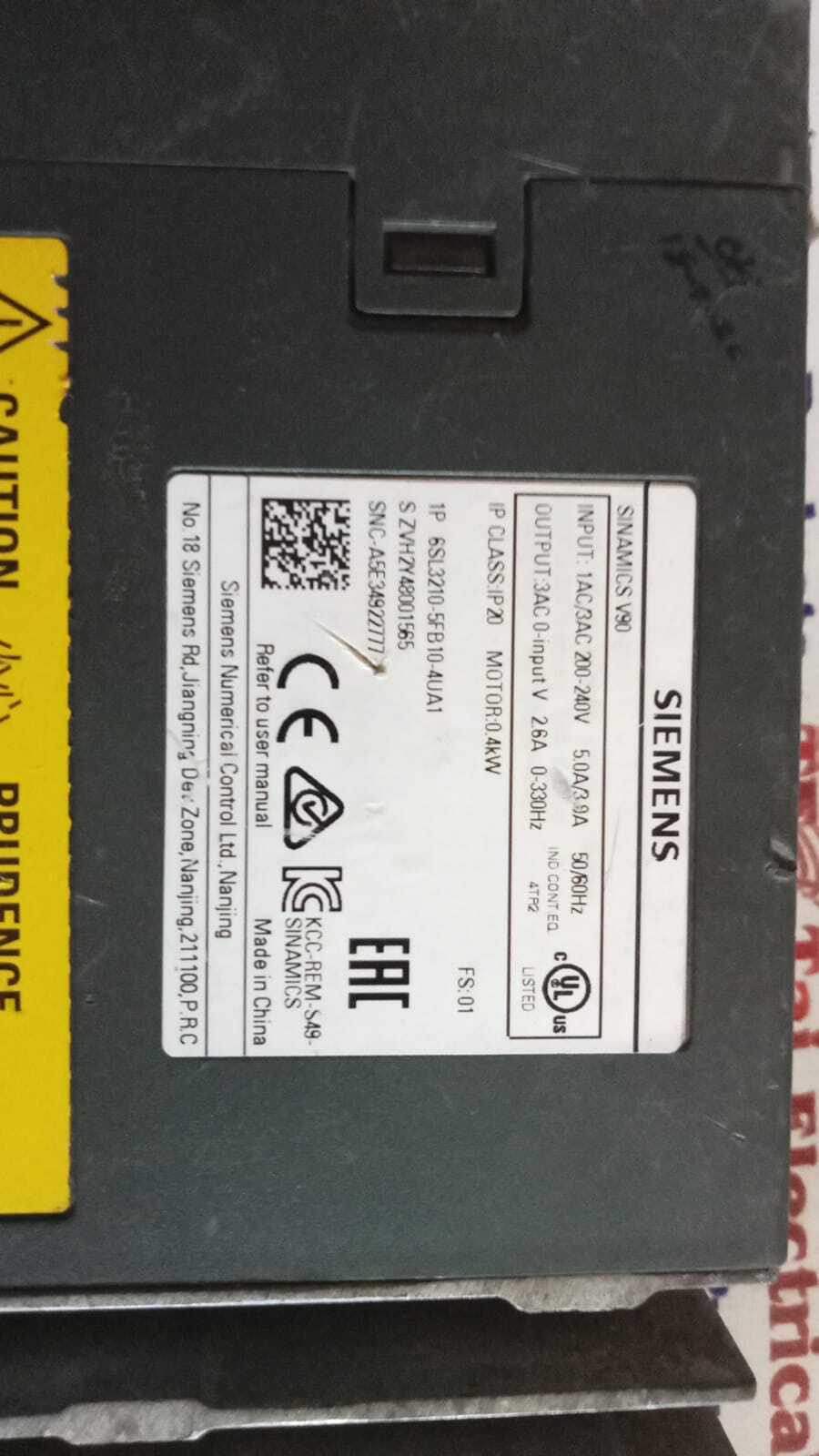 SIEMENS 6SL3 210-5FB10-4UA1 DRIVE