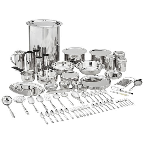 Steel Dinner Set - Color: Silver