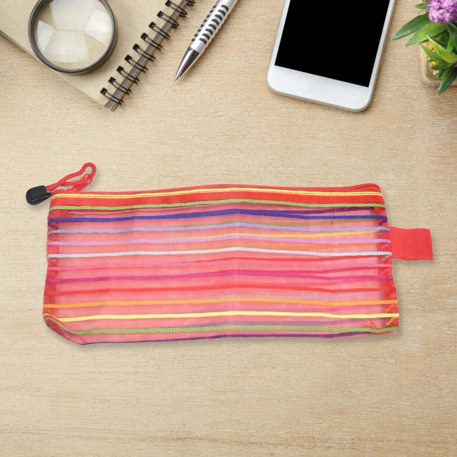 Transparent Zippered Nylon Mesh Multi Purpose Pouch / Purses