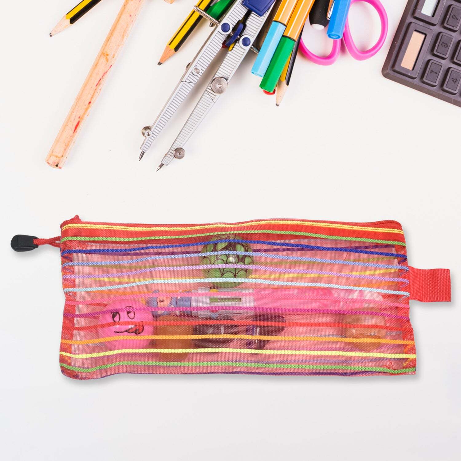 Transparent Zippered Nylon Mesh Multi Purpose Pouch / Purses