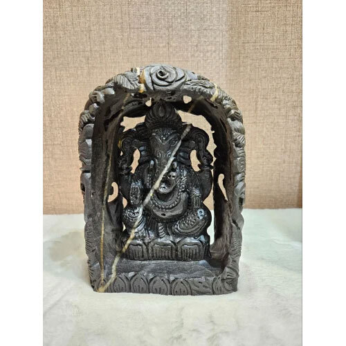 Lord Ganesha Idol with Natural Janeu Shaligram