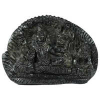 Laxmi Narayana On Sudarshan Shaligram - Coated, Antibacterial and Eco-Friendly | Easy to Clean, Rust-Proof, Indian Religious Artifact
