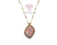 Natural Gemstone Handmade Beaded Thread Pendant Necklace