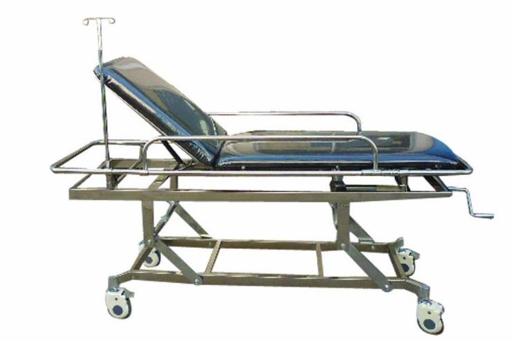 Stretcher With Mattress Trolley Overall approx size : 180L x 56W x 81H cms