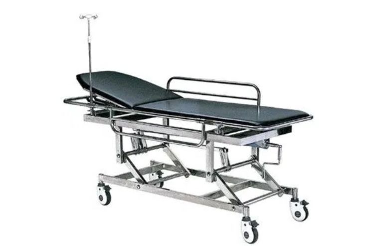 Stretcher With Mattress Trolley Overall approx size : 180L x 56W x 81H cms