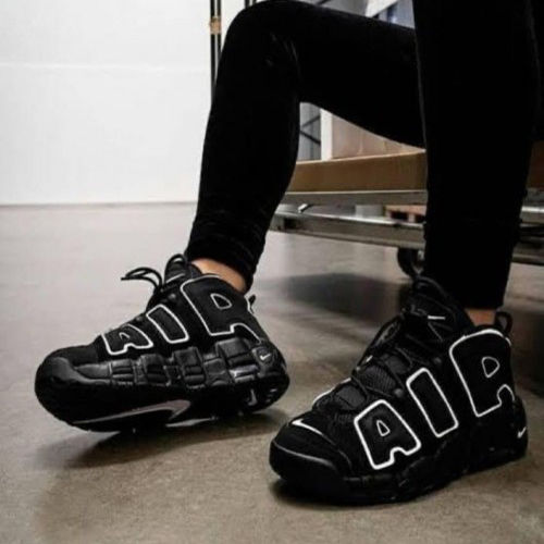 Air Uptempo Black White Color Shoes - Heel Size: Medium