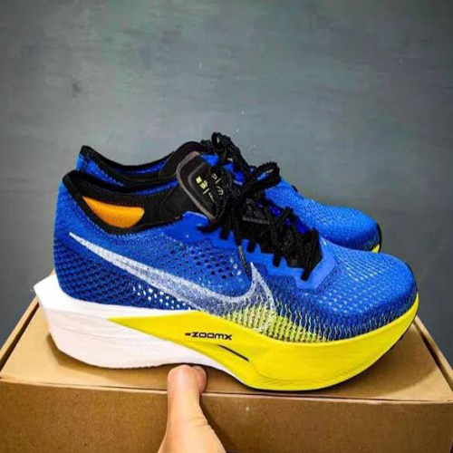 Zoom X Vaporfly Next 3 Royal Blue Yellow Color Shoes - Heel Size: High