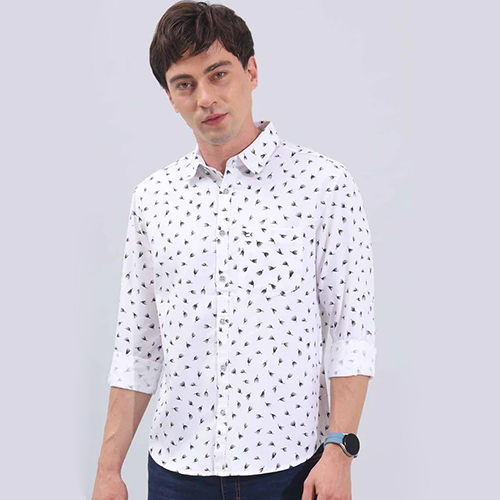 CK43803 Oxford White Print Shirt