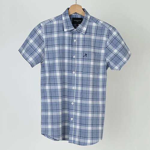 RI70905 Sky Blue Melange Checks Shirt