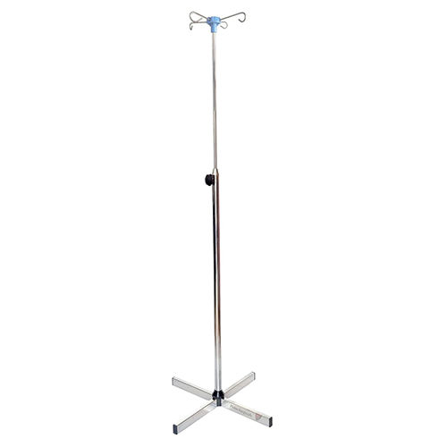 6.5 Feet 4 Hook Adjustable Metal Iv Stand - Color: Silver