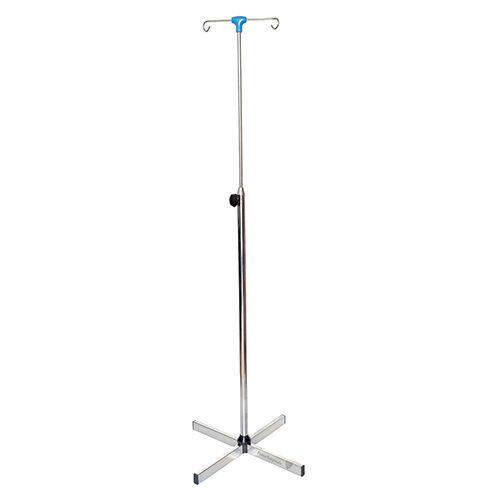 6.5 Feet 2 Hook Adjustable Metal Iv Stand - Color: Silver