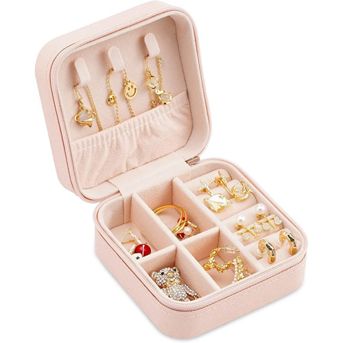 Fancy Leather Jewelry Packaging Box - Leather, 10 x 10 x 5 cm | Elegant Plain Design for Chains, Rings, and Earrings Storage, Portable Gift Solution