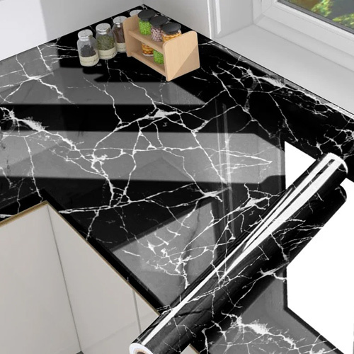 Black Kitchen Wallpaper Pvc Material, 40cm X 200cm Waterproof