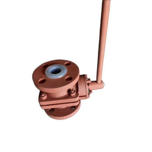 Ms PTFE Lined Ball Valves - Standard Size, Orange Color | Industrial Water Media Application