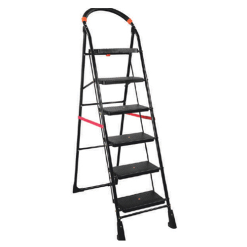 6 Steps Heavy Duty Iron Black Ladder