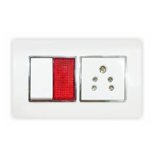 Combined Switch And Indicator Cover Plate With Silver Line - Color: White