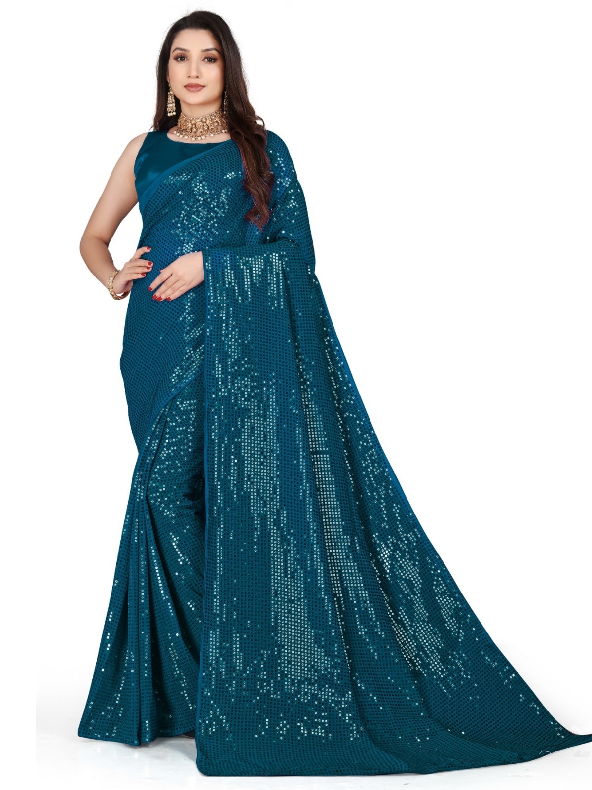 Siqwance Work Saree - Color: Varied