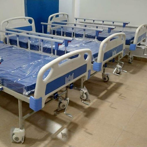 Hydraulic Hospital Bed - Color: White & Blue