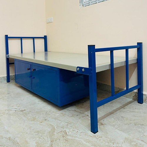 Ms Patient Hospital Bed With Storage Cabinet - Color: White & Blue