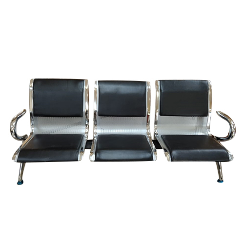 Ms Three Seater Waiting Chair With Cussion - Color: Silver & Black