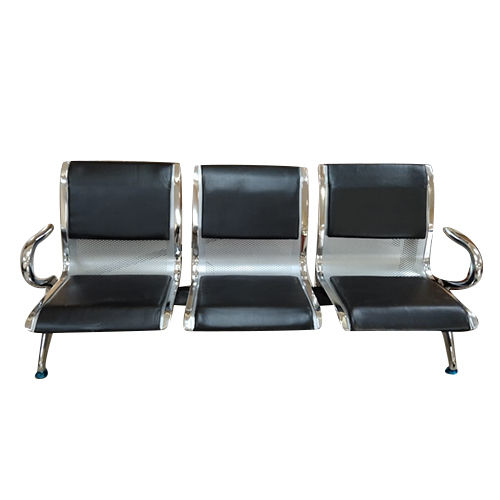 Ms Three Seater Waiting Chair - Color: Silver & Black