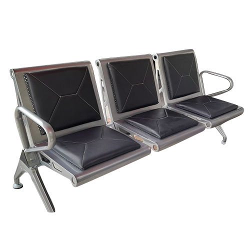 Three Seater Ss Waiting Chair - Color: Silver & Black