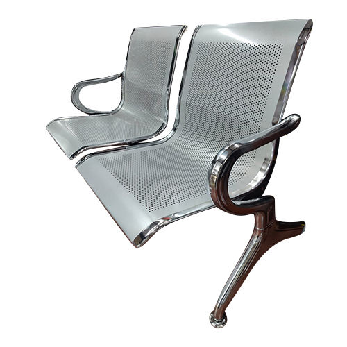 Steel Two Seater Waiting Chair - Color: Silver