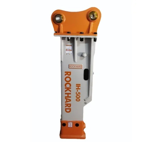 Hydraulic Rock Breaker - Mild Steel, Semi-Automatic Design | New, White & Orange Finish