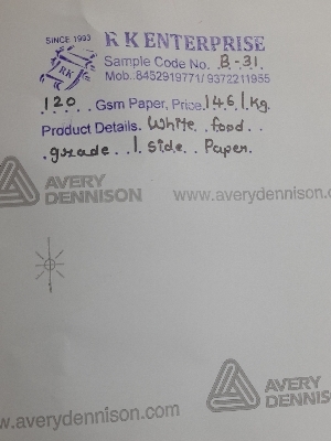 White Food Grade One Side Coated Paper 120 GSM