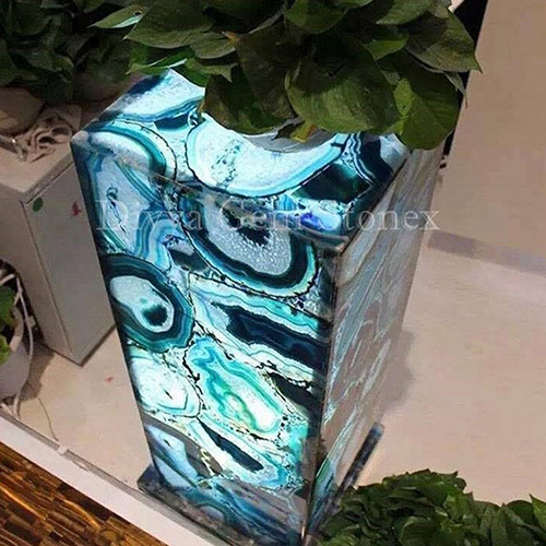 Blue Agate Lamp - Color: Multicolour