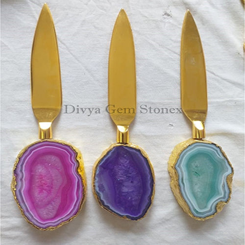 Butter Knife With Agate Hands - Color: Different Available