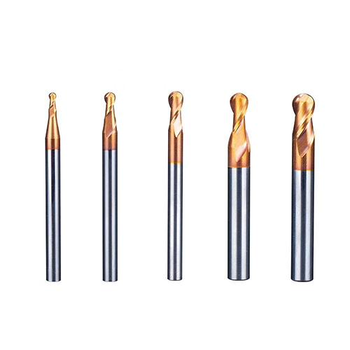 5x100 mm 2 Flute Ballnose Copper 55 HRC Ticn Coated End Mill