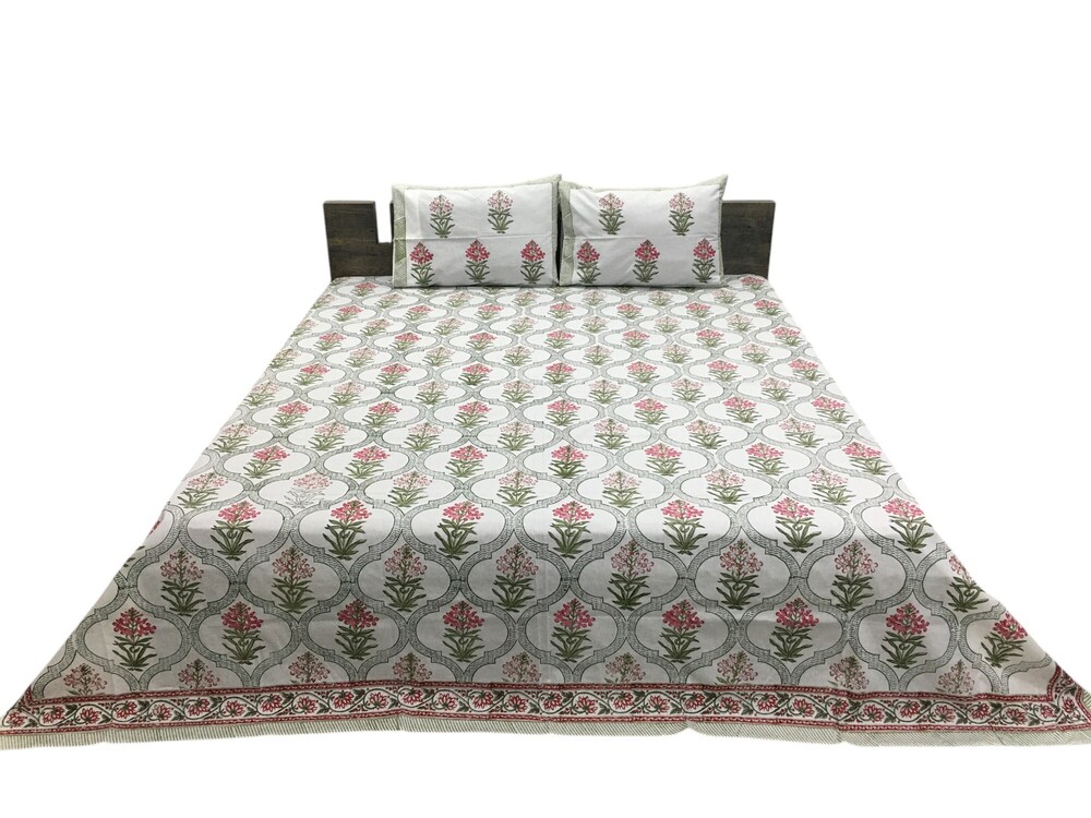 नए हैंड ब्लॉक पर्केल बेडशीट किंग साइज़ में