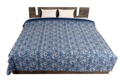 Cotton Kantha Hand Block Allover Printed Bedcover