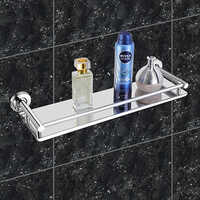 Stainless Steel Bathroom Rack - Stainless Steel, Rectangular Shape, Silver Color | Wall Mounted, Glossy Finish, Ample Storage For Bathroom Essentials