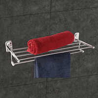 Wall Mounted Stainless Steel Towel Rack - Stainless Steel, Rectangular Shape, Silver Color, Glossy Finish | Space-saving Design For Multiple Towels
