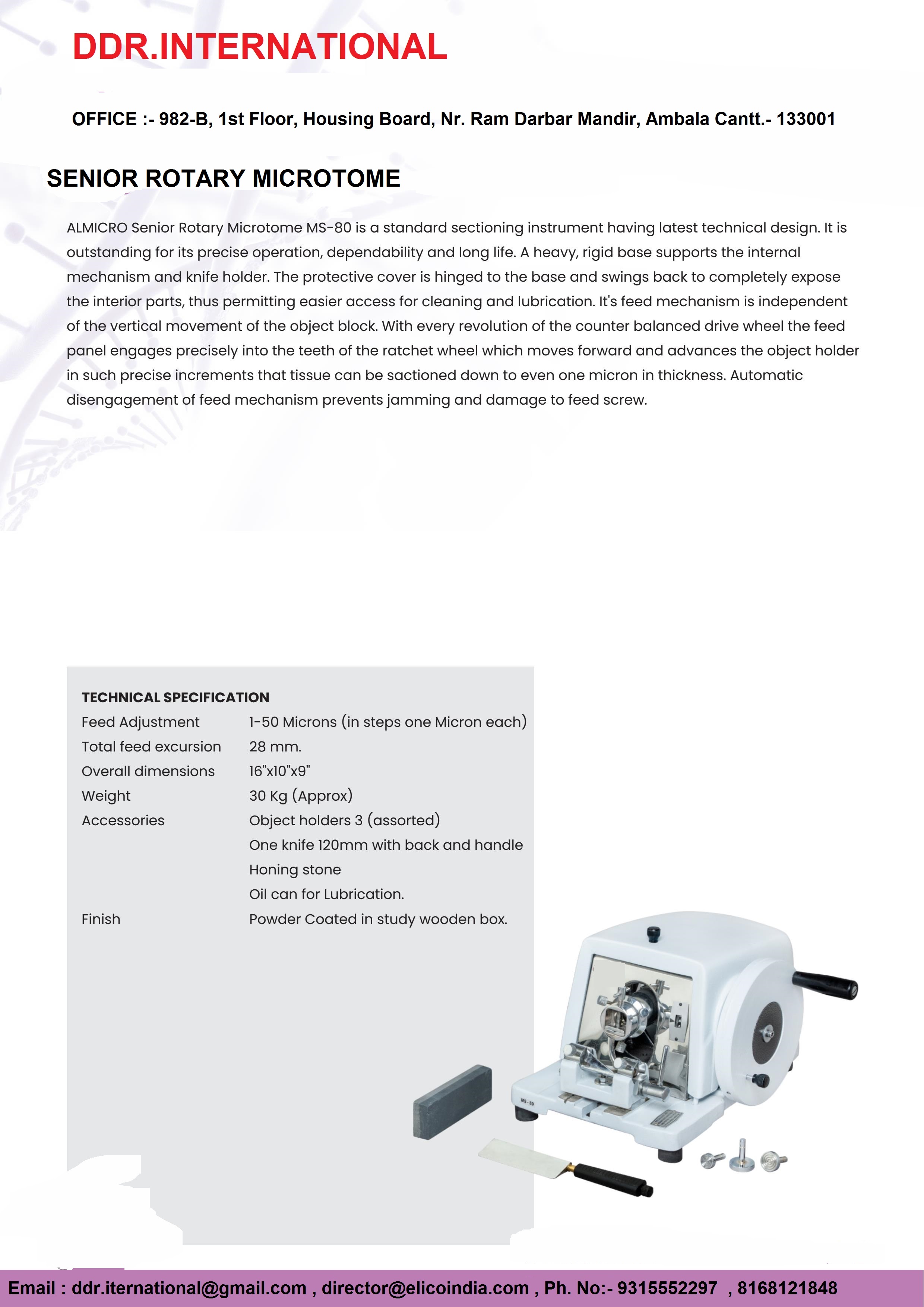 Senior Rotary Microtome - Premium Stainless Steel, Industrial Grade Durability And Precision Cutting Features