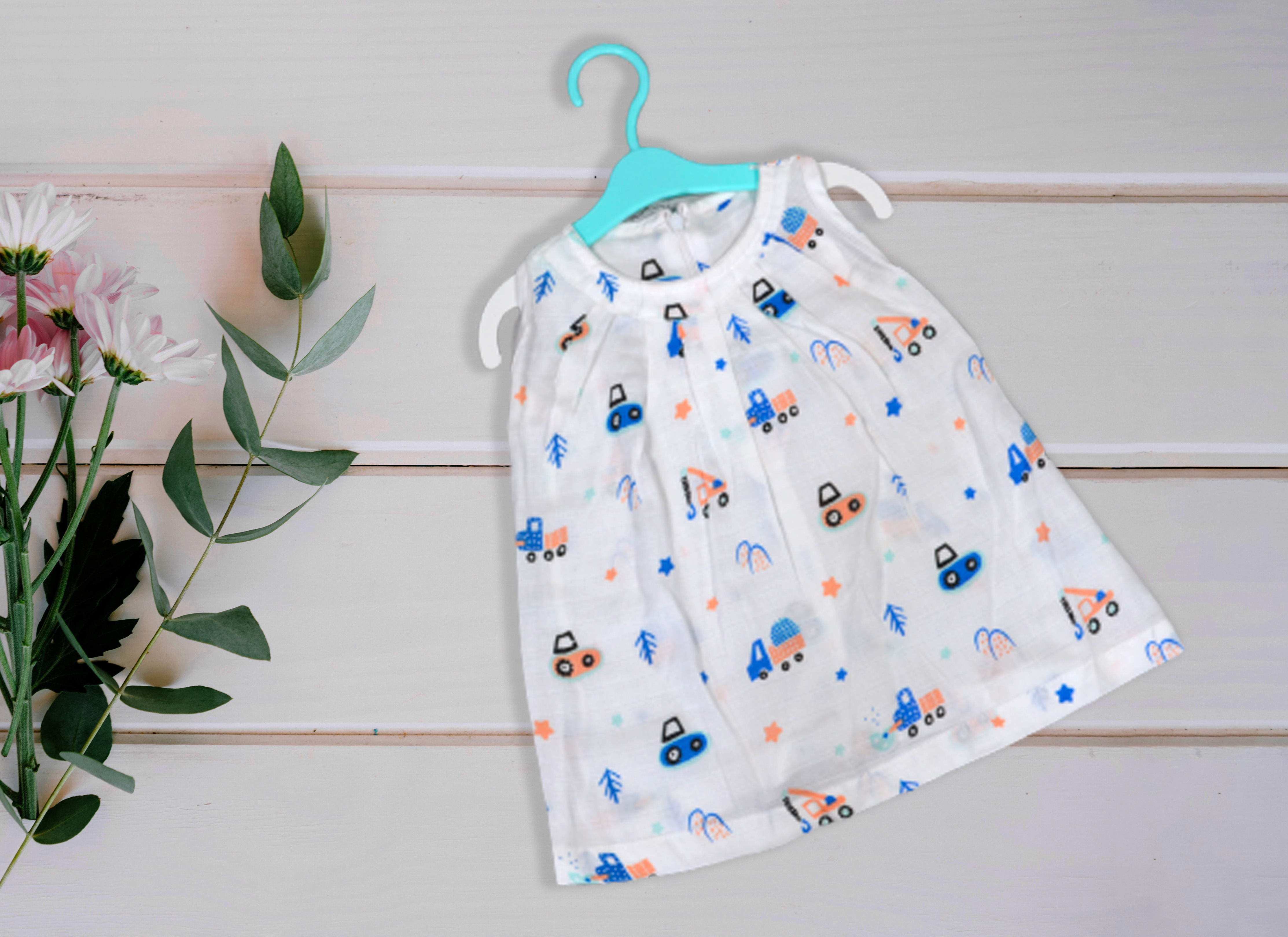 New born cotton frock zip