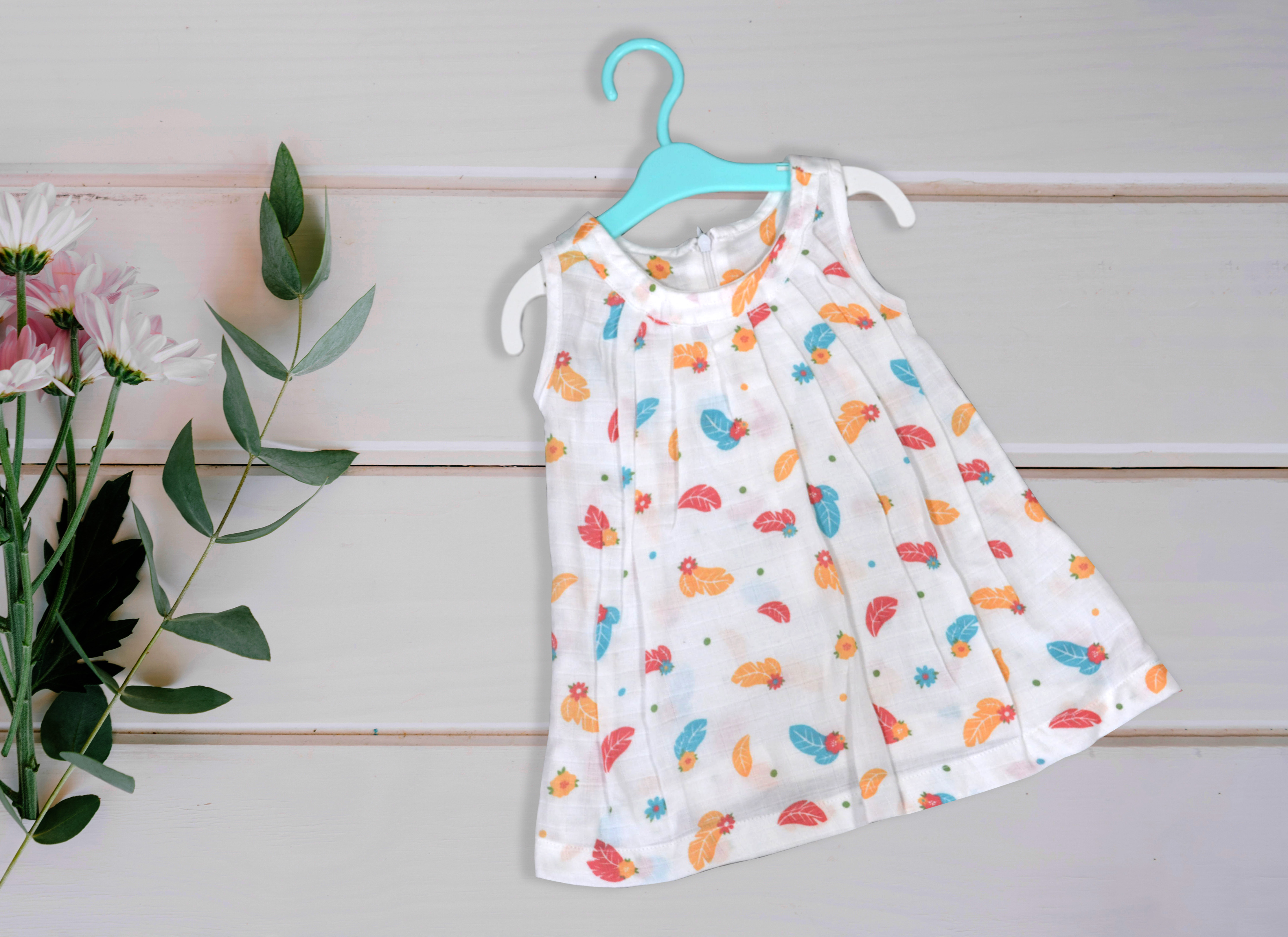 New born cotton frock zip