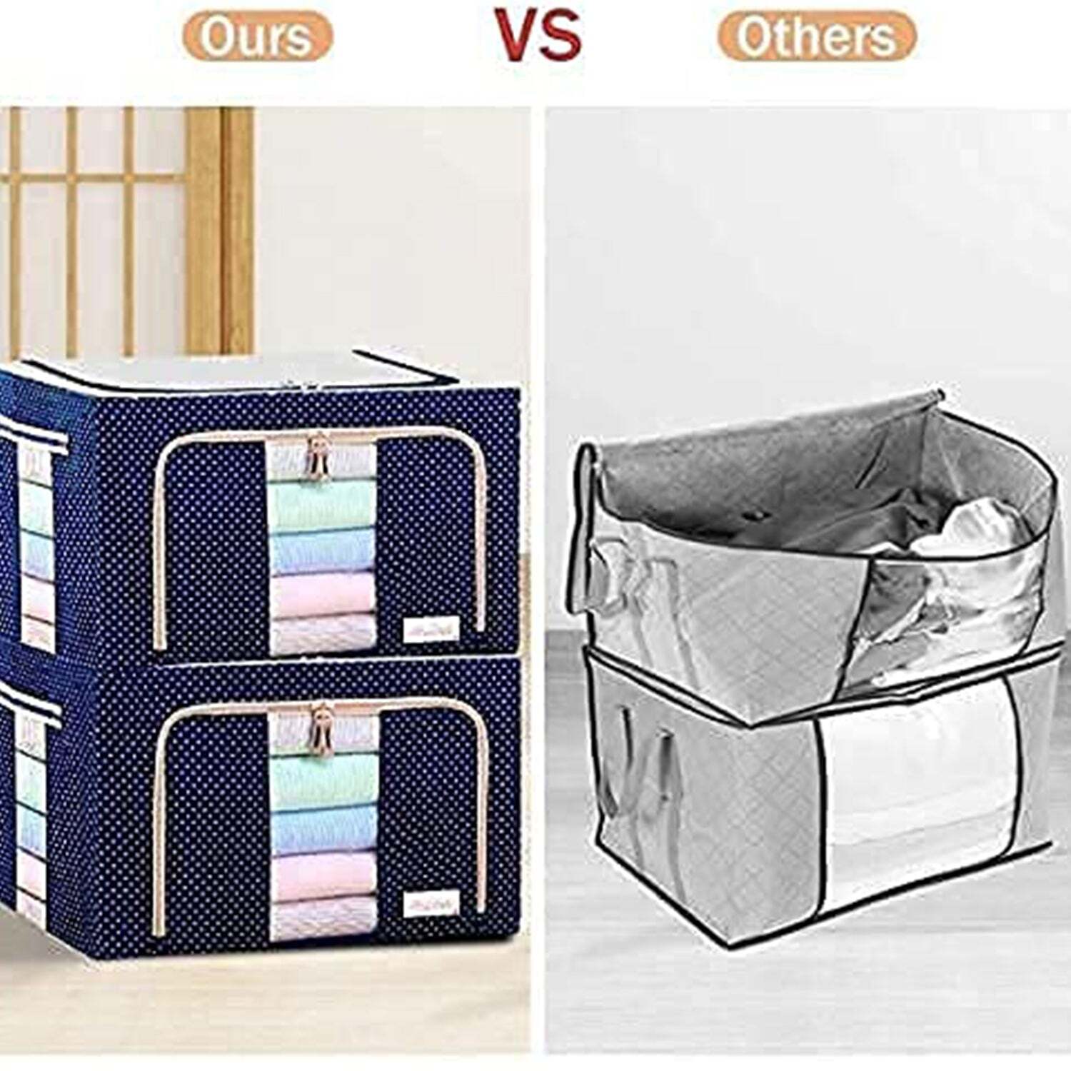 Foldable Steel Frame Clothes Living Storage Organizer Handled Bags