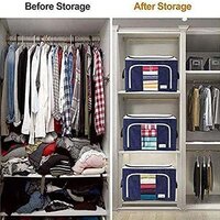 Foldable Steel Frame Clothes Living Storage Organizer Handled Bags
