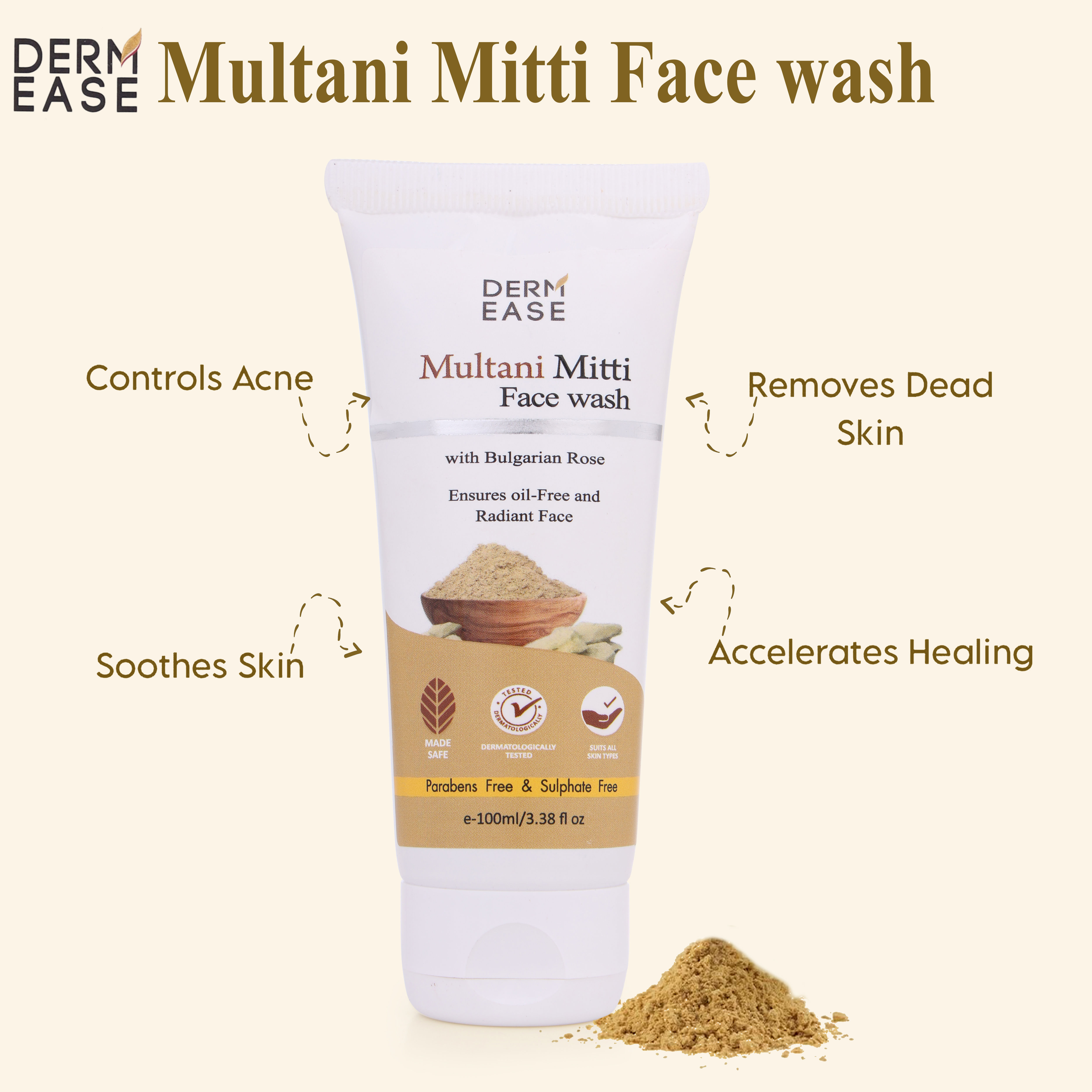 3.	DERM EASE MULTANI MITTI FACE WASH