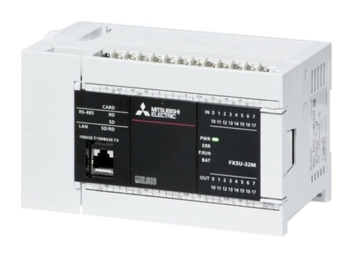 FX5U-32MT/ESS Mitsubishi PLC - 100-240V AC Power Supply, 64K FLASH Program Memory | 34ns Cycle Time, 16 Digital Inputs/Outputs, 2 Analogue Inputs, IP10 Protection Class, Expandable Local & Remote I/O Points
