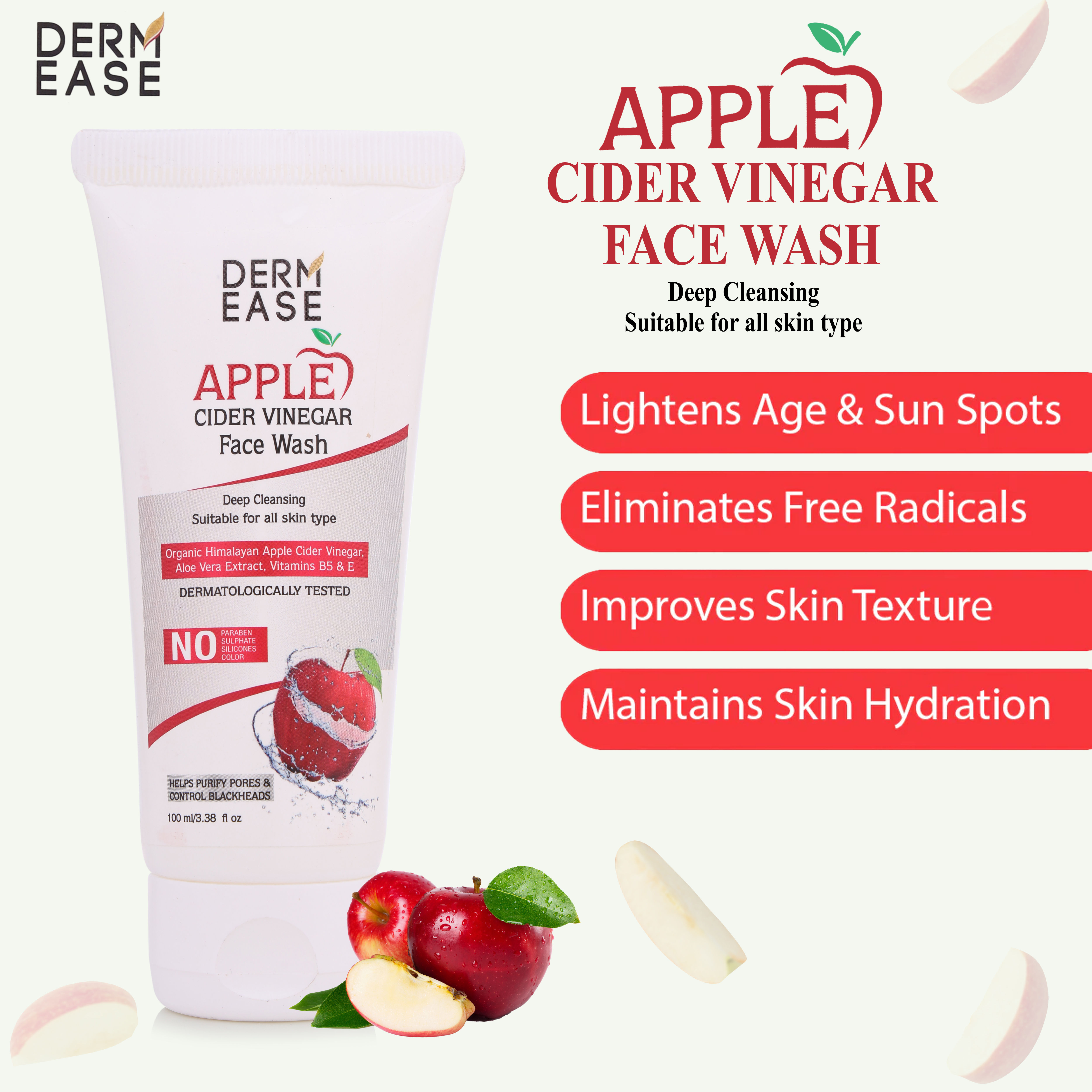 DERM EASE APPLE CIDER FACE WASH