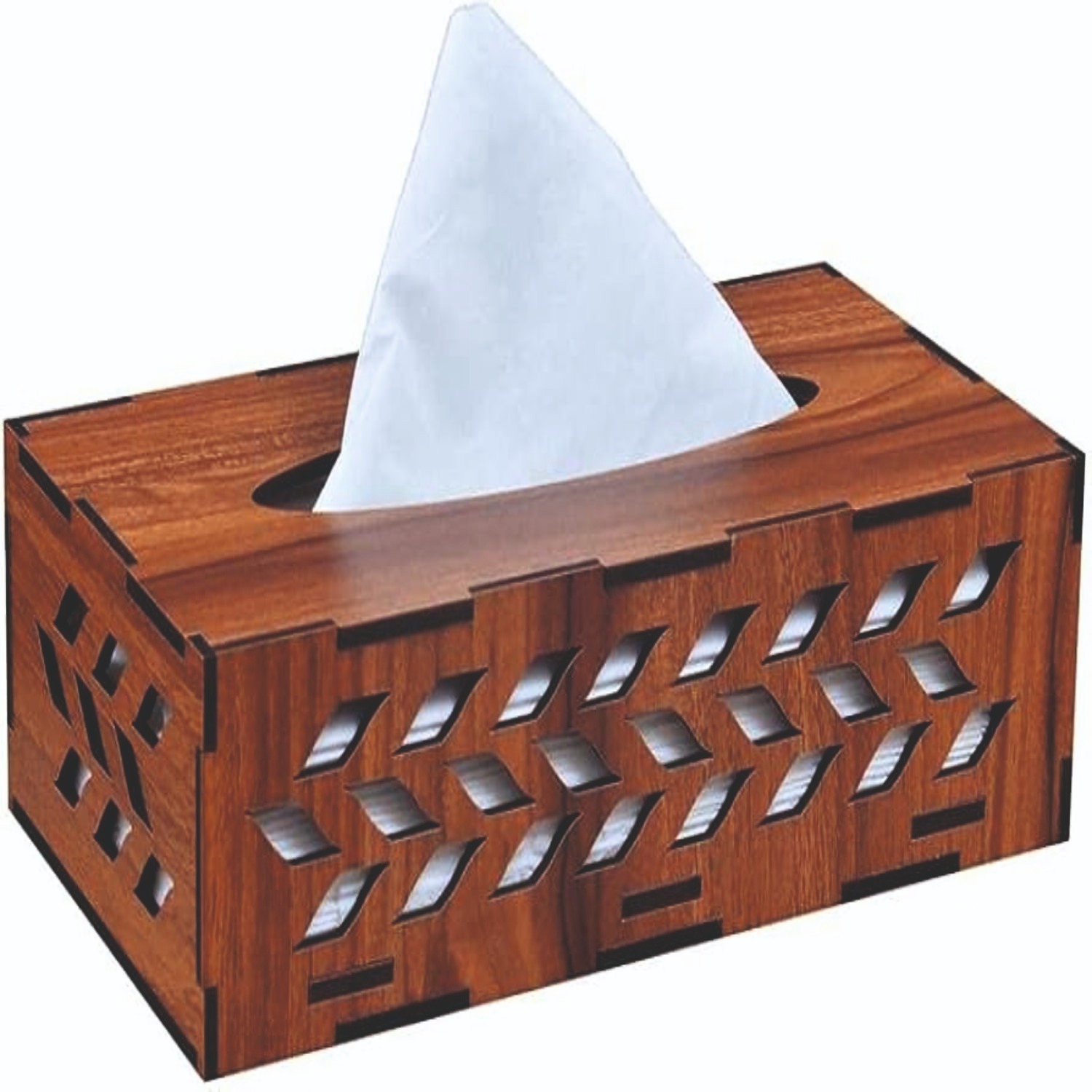 TISSUE BOX - Wood, 9.25x5.5x3 inches | Glossy Finish, Folk Art & Religious Style, Polished Craftsmanship for Ceremony or Party Decoration