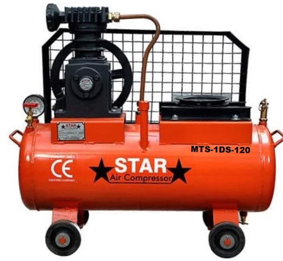 Air Compressor - 1hp Single Phase, Mild Steel, 120ltr 3mm Tank , 10kg/cm2 Pressure, 140psi Automatic Switch