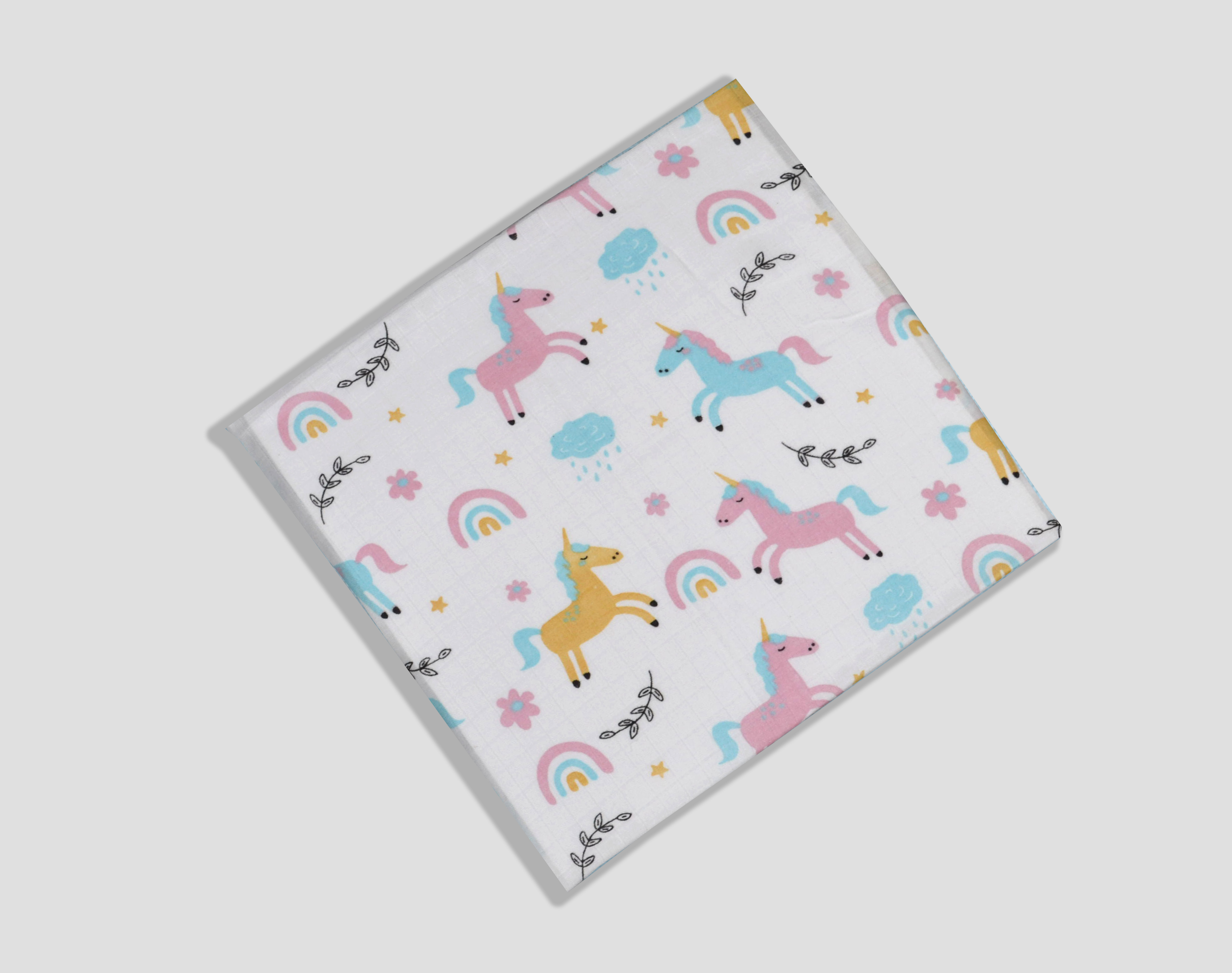Printed Muslin Fabric - 100% Cotton, 40 Inches Wide, Multicolor Printed Design | Ideal For Baby Garments, Lightweight And Washable